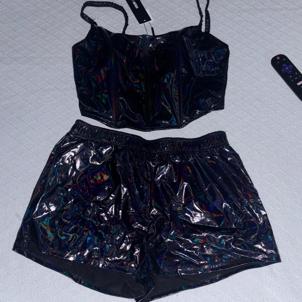 Black Holographic Women's Intimate Set